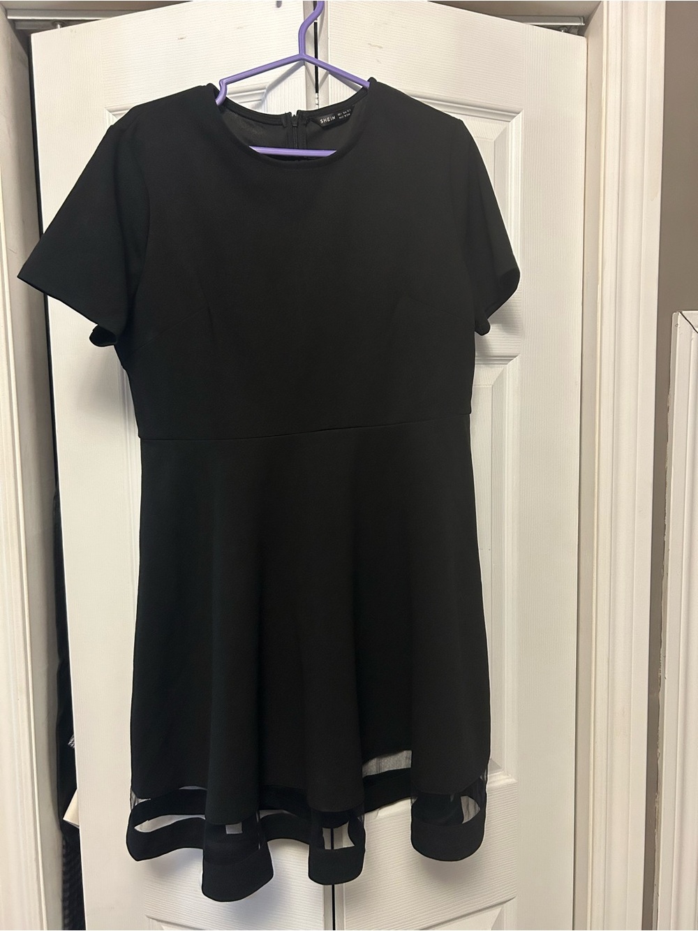 Black Short Sleeve Fit & Flare Dress